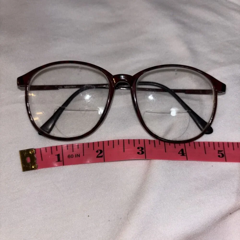 marchon eyeglases 130 tortoise Shell round Vintage, Retro Classic Office Siren